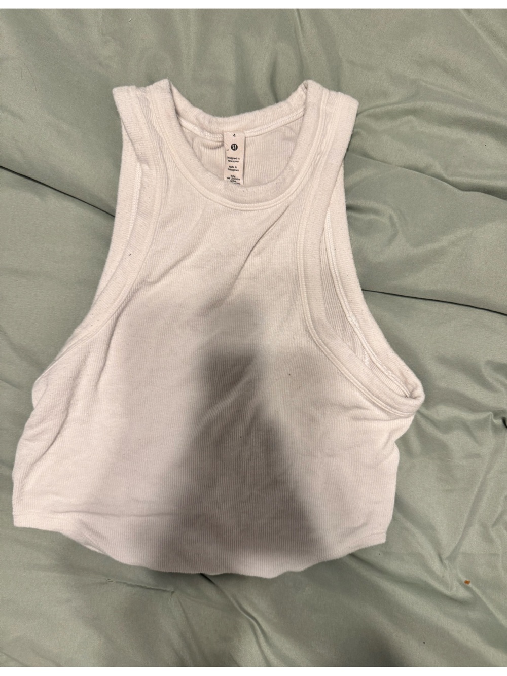 lululemon athletica White Ribbed Cropped Tank